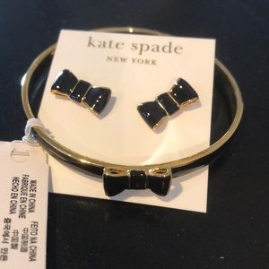 Kate Spade♠️Black Bow Earrings& bracelet Authentic